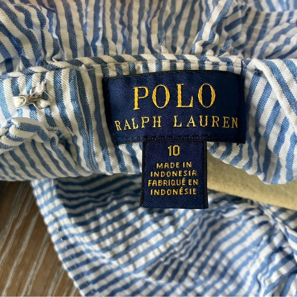 Polo Ralph Lauren Girls Seersucker Striped Ruffled Dress with Pockets (10) - Picture 7 of 10